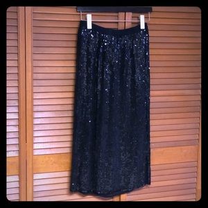 Beautiful black sequin skirt w beading at bottom